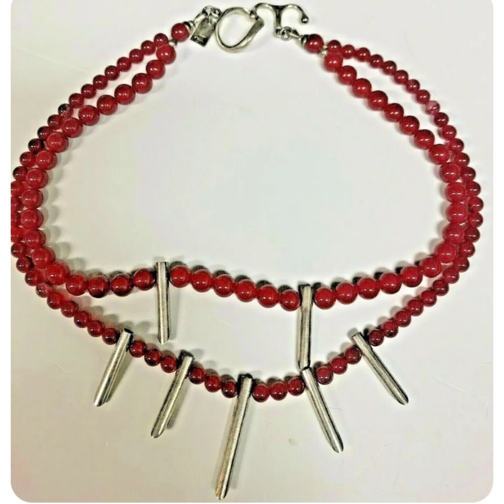 FLOR & PLATA Mexico Sterling & Carnelian Necklace